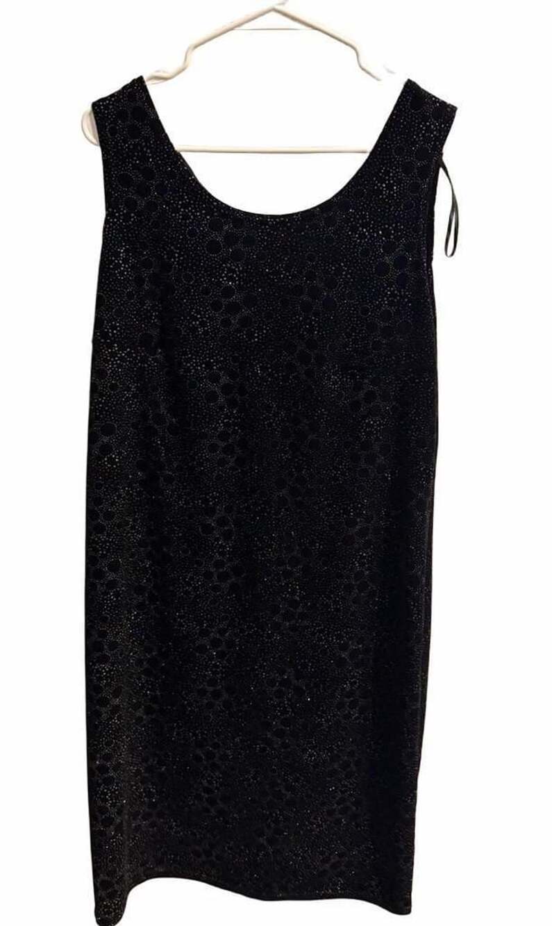 Onyx Nite Dress Size 14 Black Glitter Velvet Sleeveless Sheath Party